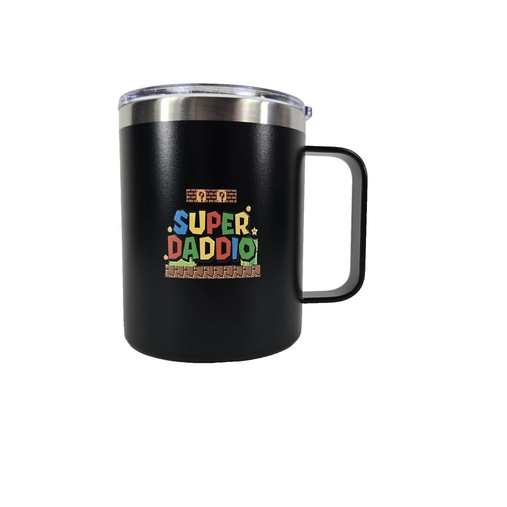 Super‎ Mario Bros Themed Super Daddio Insulated Coffee Mug W/Lid 14 oz. New